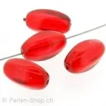 perle ellipse, Couleur: rouge, Taille: 16 mm, Quantite: 10 piece