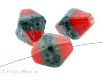 Glass bicone, Color: red, Size: ±18mm, Qty: 3 pc.