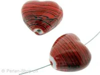 perle coeur, Couleur: rouge, Taille: 20mm, Quantite: 2 piece