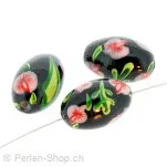Glass Bead mit Red, Color: Black, Size: 18 mm, Qty: 2 pc.