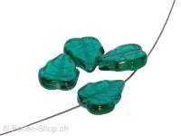 Glass Leaf, Color: Green, Size: ±15mm, Qty: 10 pc.