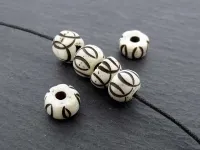 Bone Beads lens, Color: white/black, Size: ±6x9mm, Qty: 4 pc.