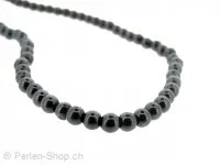 BULK Hematite Round Beads, Semi-Precious Stone, Color: grey, Size: ±4mm, Qty: 1 string 16" (±113 pc.)