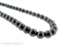 BULK Hematite Round Beads, Semi-Precious Stone, Color: grey, Size: ±6mm, Qty: 1 string 16" (±75 pc.)
