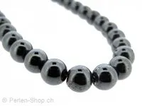 BULK Perles rondes en hématite, pierre semi précieuse, Couleur: gris, Taille: ±8mm, Quantite: chaîne ± 40cm, (±55 piece)BULK