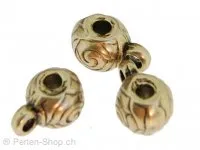 perle ronde avec boucle, Couleur: or, Taille: 7 mm, Quantite: 2 piece