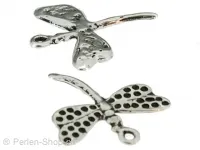 Metal dragonfly, Color: antique silver, Size: ±26mm, Qty: 1 pc.