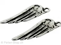 Metal wings, Color: antique silver, Size: ±32mm, Qty: 1 pc.