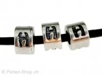 Letter H, Color: Dark Silver, Size: 6 mm, Qty: 1 pc.
