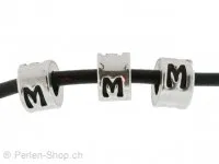 Letter M, Color: Dark Silver, Size: 6 mm, Qty: 1 pc.