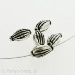 Silver Bead oval real silver plated, ±13x7mm, 5 pc.