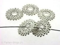 Silver Bead spacer real silver plated, ±2x16mm, 5 pc.