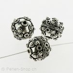 Silver Bead round real silver plated, ±16x16mm, 2 pc.