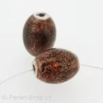 perle ovale, Couleur: brun, Taille: ±20 mm, Quantite: 2 piece