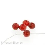 perle rouleau, Couleur: rouge, Taille: ±6 mm, Quantite: 20 piece