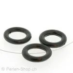 perle anneau, Couleur: noir, Taille: ±11 mm, Quantite: 5 piece