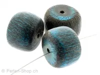 perle rouleau, Couleur: bleu, Taille: ±14mm, Quantite: 2 piece