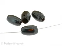 perle ovale, Couleur: noir, Taille: ±12mm, Quantite: 5 piece