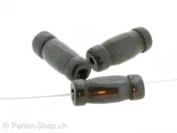 Bone Beads Cylinder Grooved, Color: Black, Size: ±20mm, Qty: 2 pc.