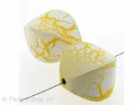 BULK perle bois ellipse, Couleur: jaune, Taille: 30 mm, Quantite: 25 piece