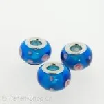 Troll-Beads Style Glas Beads, blue, ±10x13mm, 1 pc.