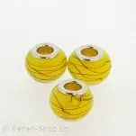 Troll-Beads Style Glasperlen, gelb, ±10x13mm, 1 Stk.