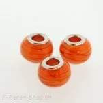 Troll-Beads Style Glasperlen, orange, ±10x13mm, 1 Stk.