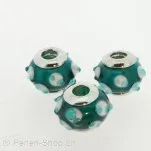 Troll-Beads Style perle de verre, vert, ±12x14mm, 1 pcs.