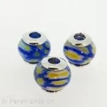 Troll-Beads Style Glasperlen schraubbar, blau, ±12x14mm, 1 Stk.