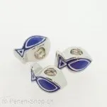 Troll-Beads Style Pendant Fish, screwable, Silver/Blue, ±8x15mm, 1 pc.