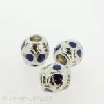 Troll-Beads Style Anhänger Zylinder, schraubbar, Silber/Blau, ±9x9mm, 1 Stk.