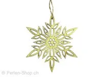Laser Cut Pendant Snowflake with line, Color: brown, Size: ±79mm, Qty: 1 pc.