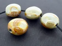 Ceramique perle ovale plate, Couleur: vert, Taille: ±20x22x13mm, Quantite: 1 piece