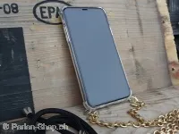 Mobile phone case with cord and chain for various models, color: chain, Frosted Gold & cord, black