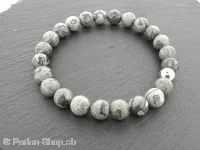 Bracelet en pierre semi-précieuse marbel jasper de 8 mm, lave et perles en acier inoxydable