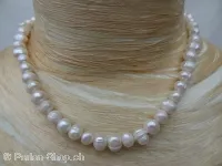 Necklace tied with freshwater pearls, Clasp round with ring silver 925