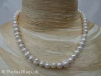 Necklace tied with freshwater pearls, magnetic closure silver