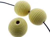 Wooden Bead round decorated, Color: Nut, Size: ±17mm, Qty: 2 pc.