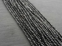 Zirkonia Perlen, Farbe: schwarz, Grösse: ±2mm, Menge: 1 strang ±38cm