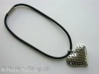 Leather Strap with heart pendant and magnetic closure, 1 pc.