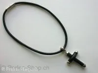 Leather Strap with cross pendant and magnetic closure, 1 pc.
