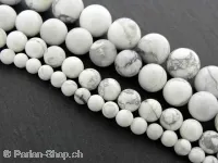 Howlite, pierre semi précieuse, Couleur: blanc, Taille: ±10mm, Quantite: chaîne ±38cm, (±38 piece)
