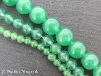 Jade, pierre semi précieuse, Couleur: vert, Taille: 8mm, Quantite: chaîne ±40cm, (±47 piece)