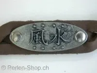 Braided leather bracelet with inscription, Fengshui