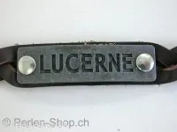 Braided leather bracelet with inscription, Lucerne