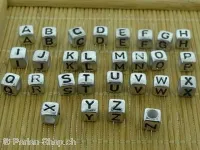 Letter Cube, Color: Dark Silver, Size: ±6mm, Qty: 1 pc.