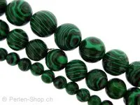 Malachite, Semi-Precious Stone, imitation, Color: green, Size: ±6mm, Qty: 1 string 16" (±65 pc.)