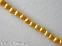 Fresh water beads, gold, ± 4-5mm, ± 80 pc.string 16"