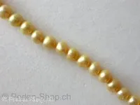 Fresh water beads, yellow, ± 4-5mm, ± 80 pc.string 16"