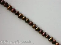 Fresh water beads, bronze, ±4mm, string 16"